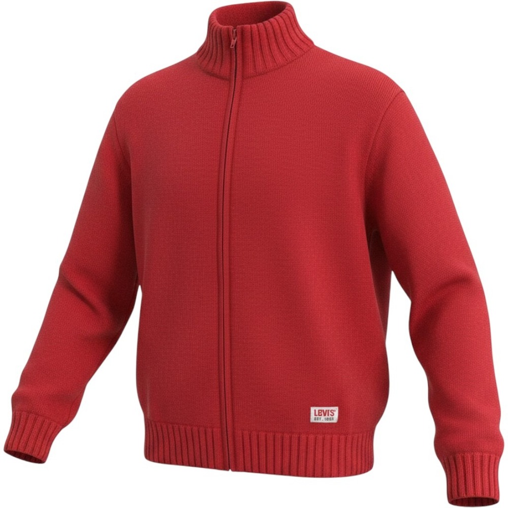 Levis Red Tab‎ Mens Lambswool Blend Full Zip Cardigan Sweater Red LSC Large